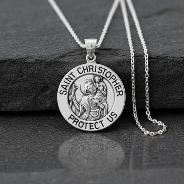 Saint Christoper Silver Pendant (Large 25 mm.)